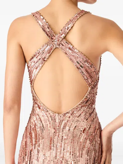 Jenny Packham Luxor Plunging Sequined Backless Gown In Pink