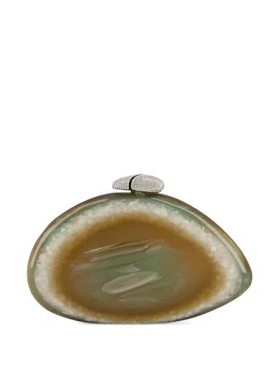 Benedetta Bruzziches Agate-effect Clutch Bag In Neutrals