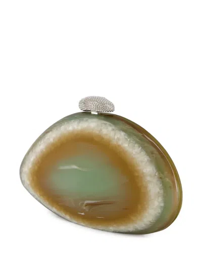 Benedetta Bruzziches Agate-effect Clutch Bag In Neutrals