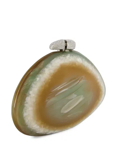 Benedetta Bruzziches Agate-effect Clutch Bag In Neutrals