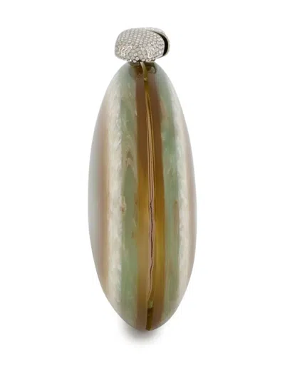 Benedetta Bruzziches Agate-effect Clutch Bag In Neutrals