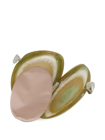 Benedetta Bruzziches Agate-effect Clutch Bag In Neutrals