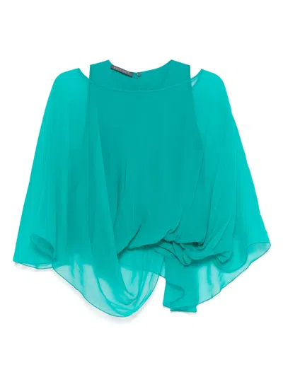 Alberta Ferretti Green Blouse With Layered Design In Green