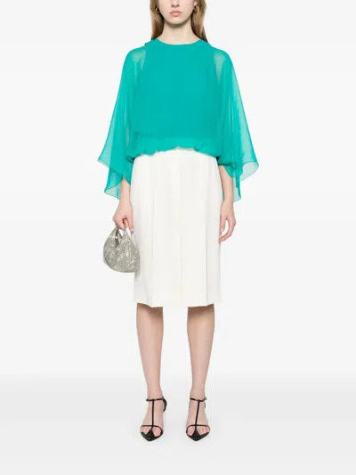 Alberta Ferretti Green Blouse With Layered Design In Green