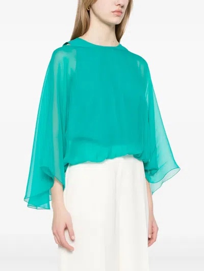 Alberta Ferretti Green Blouse With Layered Design In Green