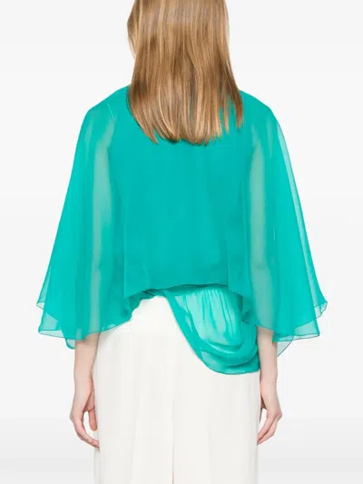 Alberta Ferretti Green Blouse With Layered Design In Green