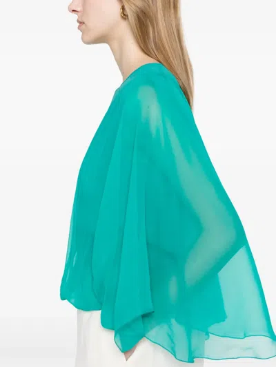 Alberta Ferretti Green Blouse With Layered Design In Green