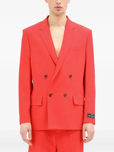 Msgm Double-breasted Blazer In Red
