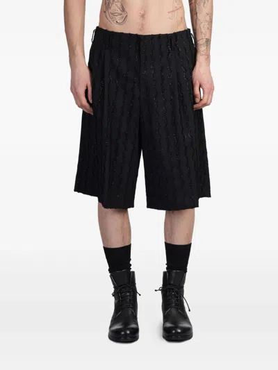 Comme Des Garçons Homme Deux Black Wool Stripe Shorts In Black