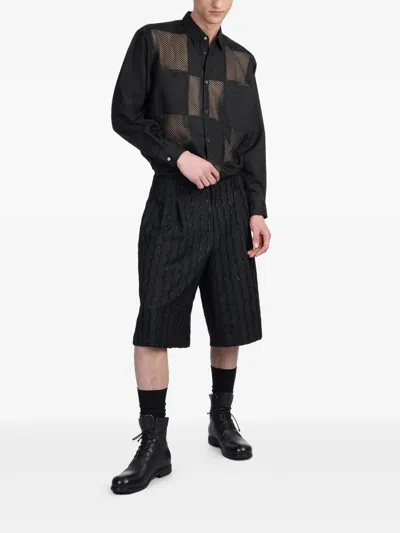 Comme Des Garçons Homme Deux Black Wool Stripe Shorts In Black
