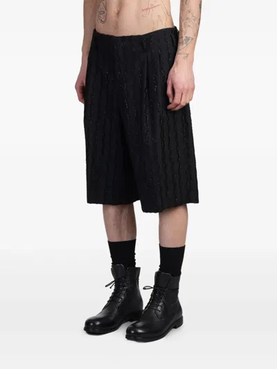 Comme Des Garçons Homme Deux Black Wool Stripe Shorts In Black