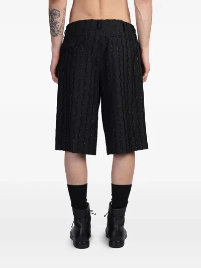 Comme Des Garçons Homme Deux Black Wool Stripe Shorts In Black