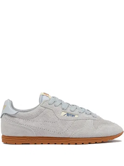 Autry Windspin Low Suede Sneakers With Ultra-flat Sole In Grey