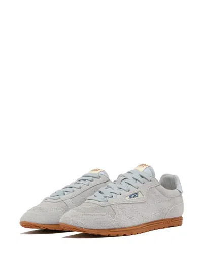 Autry Windspin Low Suede Sneakers With Ultra-flat Sole In Grey