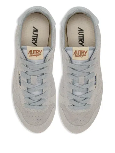 Autry Windspin Low Suede Sneakers With Ultra-flat Sole In Grey