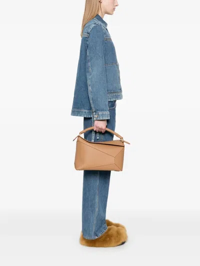 Loewe Puzzle Edge Small Top-handle Bag In Soft Grained Leather In Brown