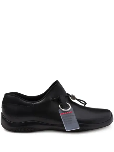 Prada Toblach Leather Sneakers In Black