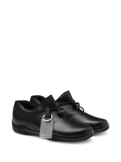 Prada Toblach Leather Sneakers In Black