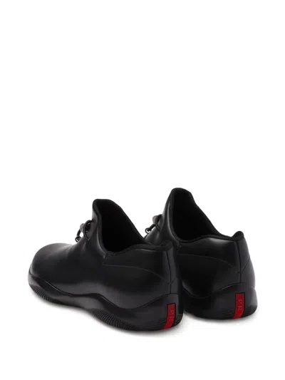 Prada Toblach Leather Sneakers In Black