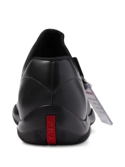 Prada Toblach Leather Sneakers In Black