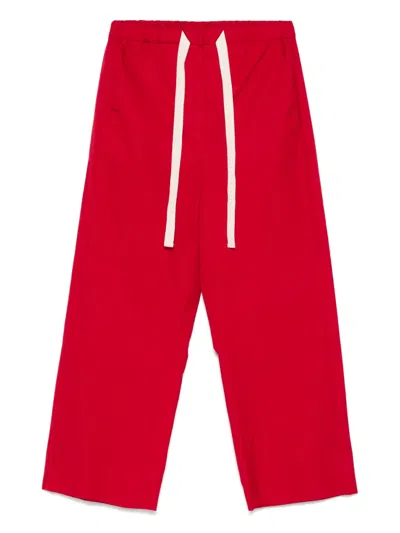 S Max Mara Argento Cotton Poplin Wide Leg Pants In Red