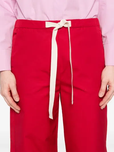 S Max Mara Argento Cotton Poplin Wide Leg Pants In Red