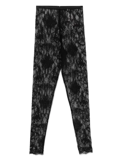 Givenchy Sheer Lace Fabric Elastic Waistband Leggings In Black