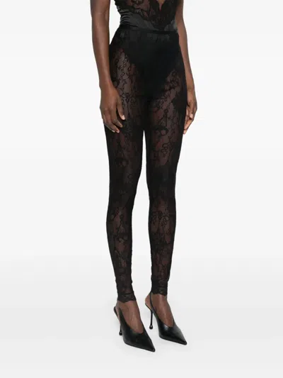 Givenchy Sheer Lace Fabric Elastic Waistband Leggings In Black