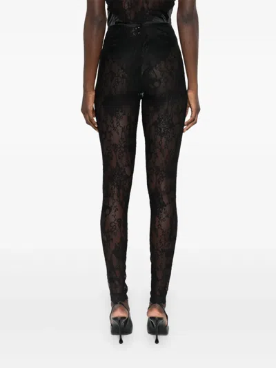 Givenchy Sheer Lace Fabric Elastic Waistband Leggings In Black