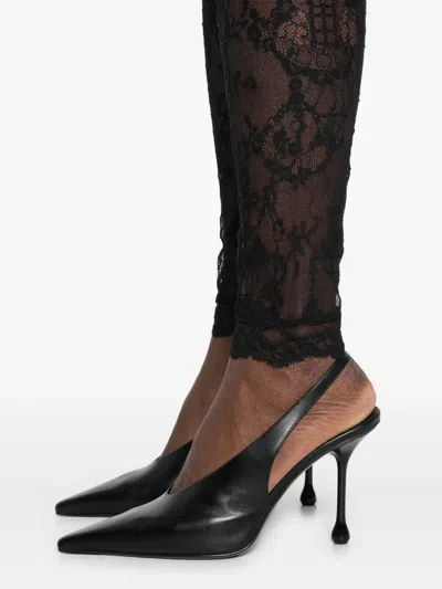 Givenchy Sheer Lace Fabric Elastic Waistband Leggings In Black