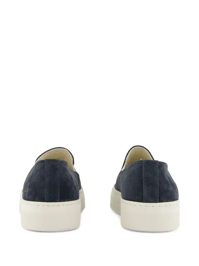 Common Projects Suede Slip-on Sneakers With Gold-tone Number Print For Men In Blue