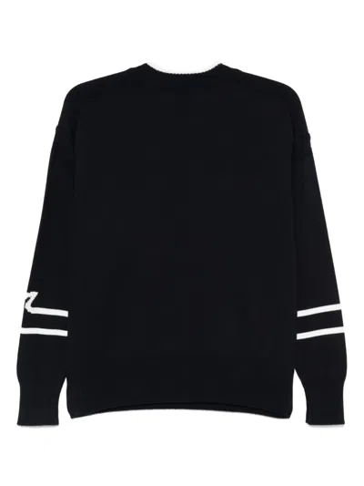 Paul & Shark Crew Neck Sweater Contrast Stripe Detail In Blue