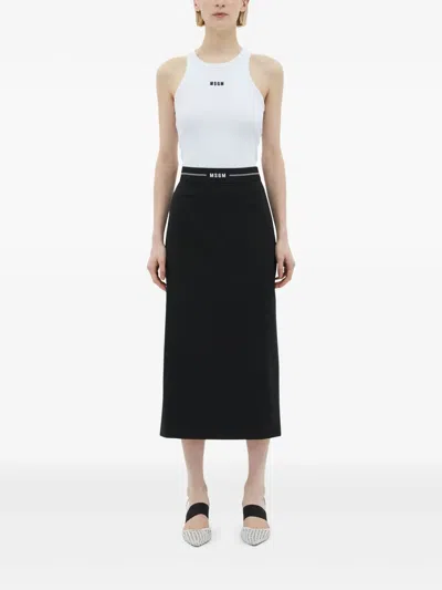 Msgm Logo-band Skirt In Black