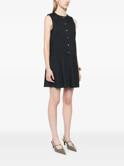 Theory Sleeveless Linen Blend Minidress In Black