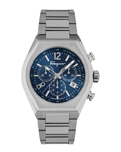 Ferragamo Tonneau Chrono Bracelet Watch In Metallic