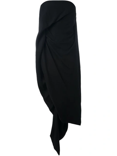 Rick Owens Strapless Asymmetric Dress In Black