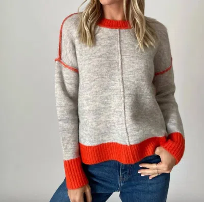 Six/fifty Bridget Sweater In Heather/orange In Multi