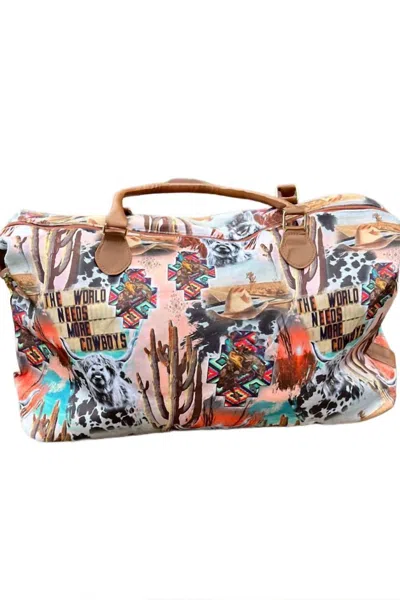 Glittering South World Needs More Cowboys Western Graphic Large Weekender Tote In Multicolor In Multi