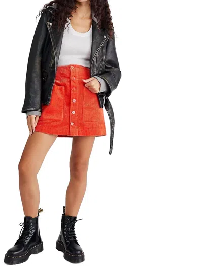 Rolla's Francoise Cord Skirt In Bright Orange In Multi