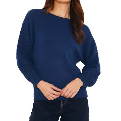 Brodie Cashmere Wispr Textured Balloon Sleeve Crew Sweater In Hello Sailor In Multi