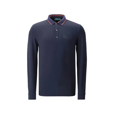 Cherv Men's Annuncio Long Sleeve Thermal Polo In Navy In Blue
