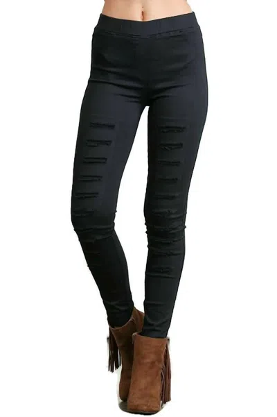 Umgee High Waist Denim Pants With Ripped Details In Black In Black