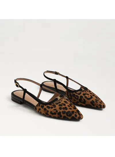 Sam Edelman Slingback Pointy Toe Flat Shoes In Leopard In Multi