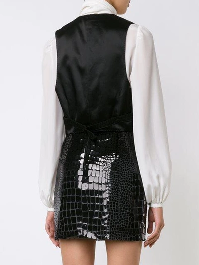 Shop Saint Laurent Embellished Metallic Waistcoat - Black