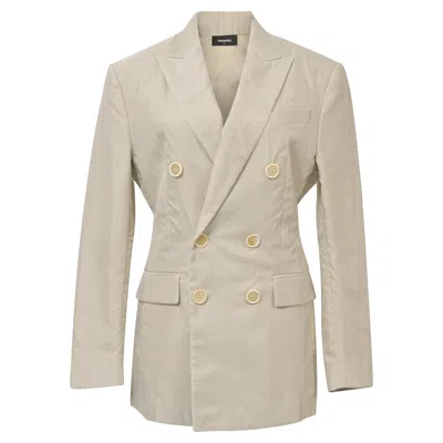 Dsquared2 Double-breasted Tailored Blazer In White Polyester In White