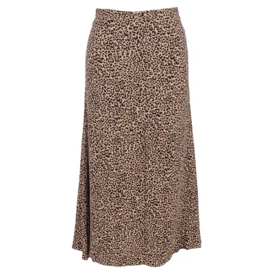 Reformation Leopard Print Midi Skirt In Brown Viscose In Brown