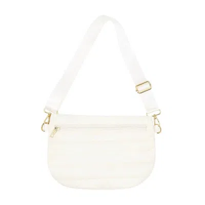 Mavi Quilted Puffer Messenger Crossbody Sling Bag In Ivory In Multi