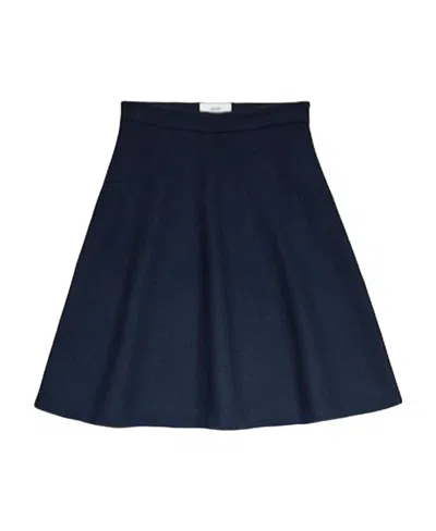 Ami Alexandre Mattiussi Ami Paris Viring-wool Blend A-line Skirt In Night Blue