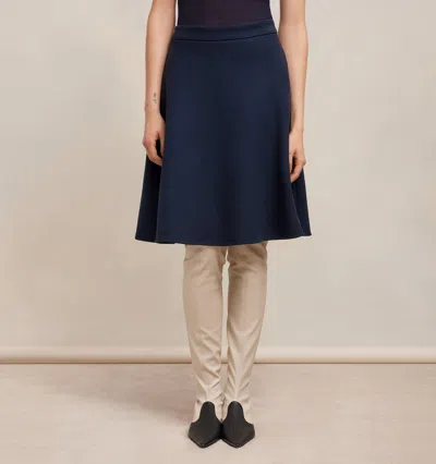 Ami Alexandre Mattiussi Ami Paris Viring-wool Blend A-line Skirt In Night Blue