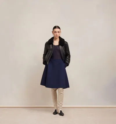 Ami Alexandre Mattiussi Ami Paris Viring-wool Blend A-line Skirt In Night Blue